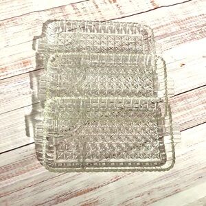 Three Elegant Clear Crystal Serving Trays 6”x10” Vintage